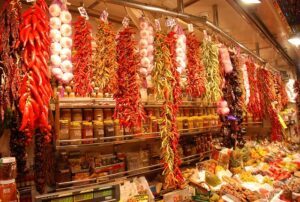 Fresh Spanish food Ingrediens in Barcelona market